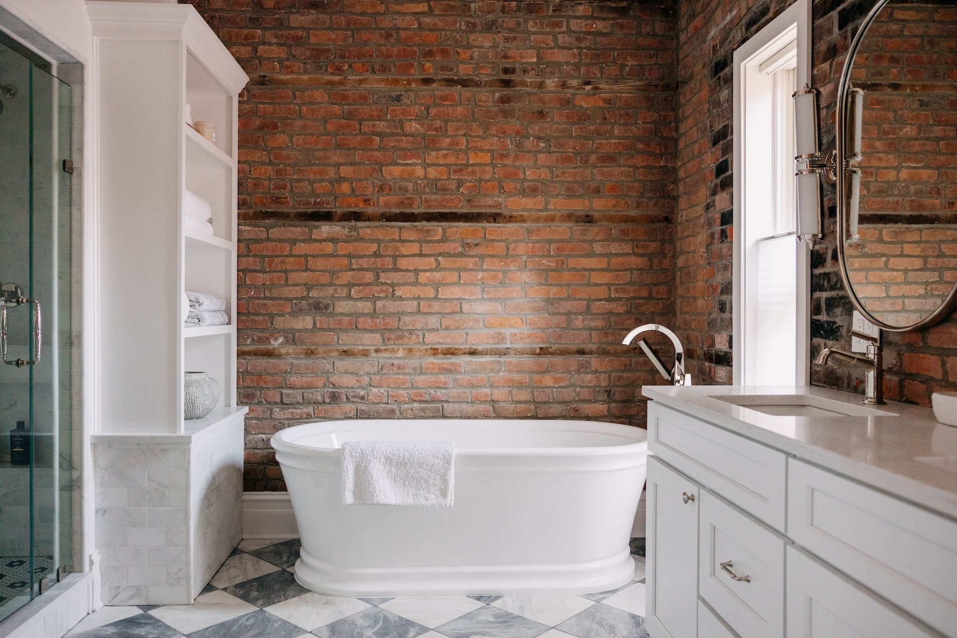 Bathroom Interior Design Exposed Brick Walls