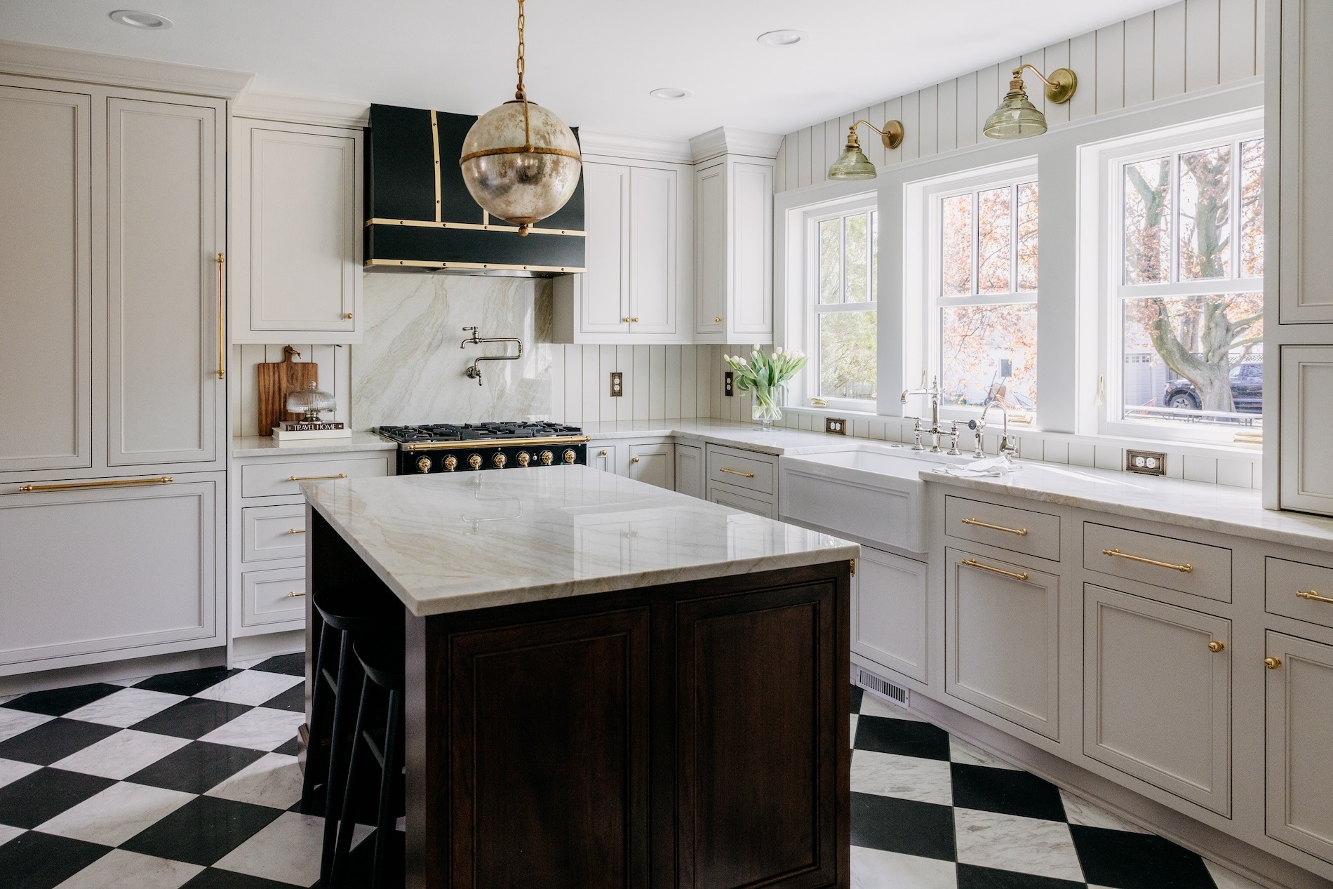 Kitchen Design Black And White Checker Tile Floor