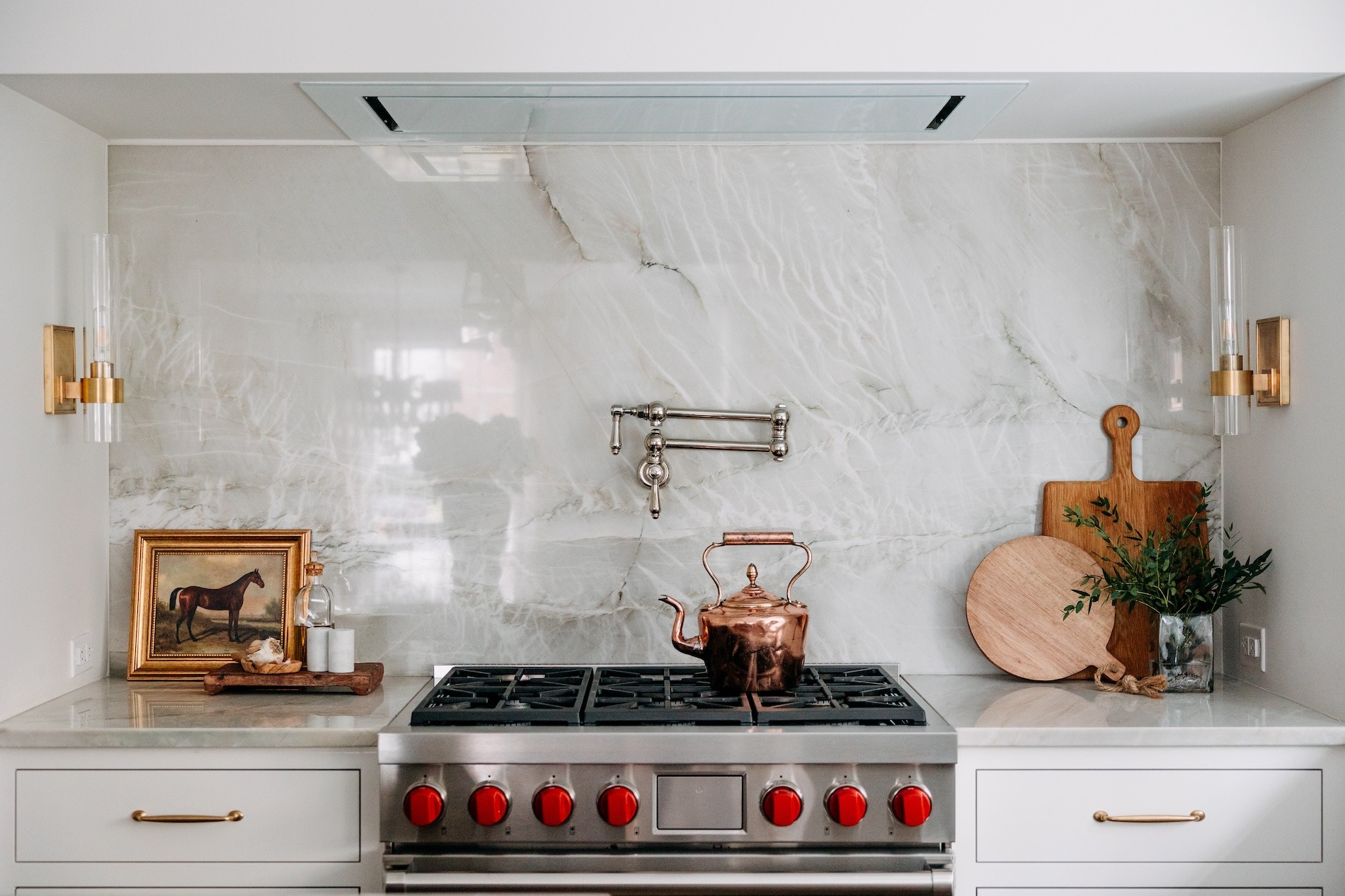 Stainless Range Marble Backsplash